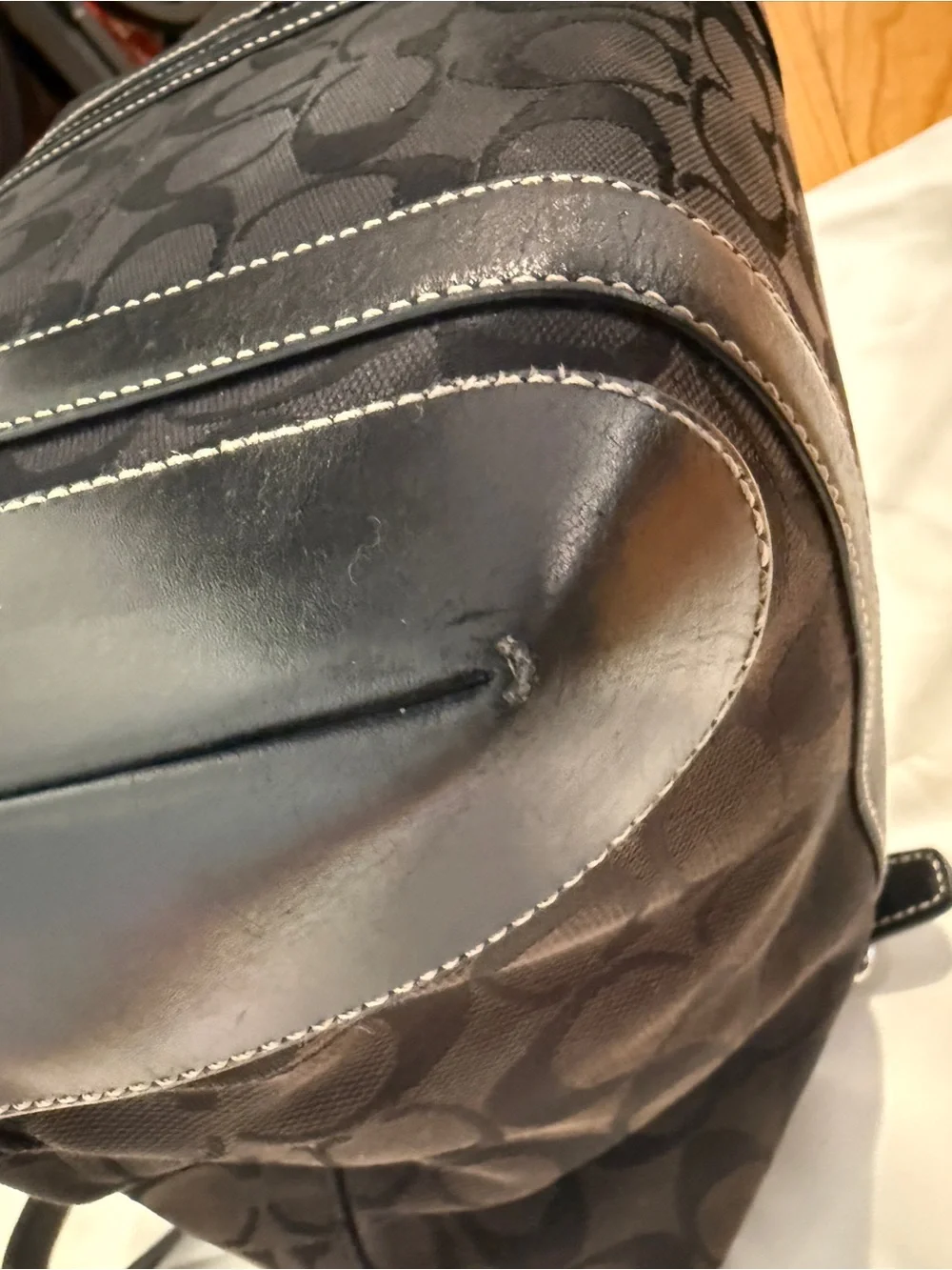 Coach Signature Canvas Buckle Tote in Dark Brown, Black, Y2K era bag - Picture 10 of 15